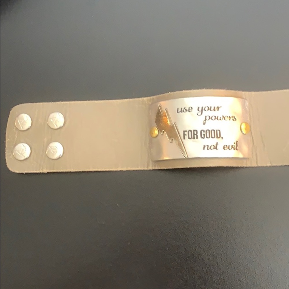 “powers for good not evil” leather bracelet